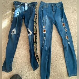 Jeans Size 7 Camo and Leopard 2 pairs